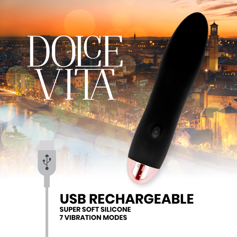 DOLCE VITA - CUATRO VIBRADOR RECARGABLE NEGRO 7 VELOCIDADES