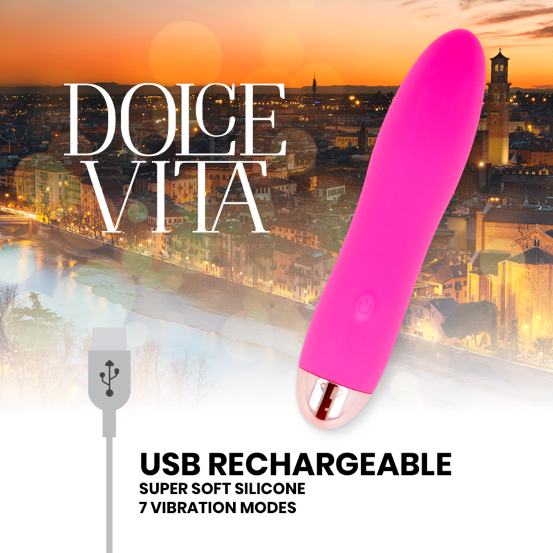 DOLCE VITA - CUATRO VIBRADOR RECARGABLE ROSA 7 VELOCIDADES