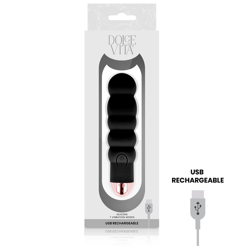 DOLCE VITA - VIBRATEUR RECHARGEABLE SIX NOIR 7 VITESSES