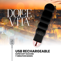 DOLCE VITA - SIX VIBRADOR RECARGABLE NEGRO 7 VELOCIDADES