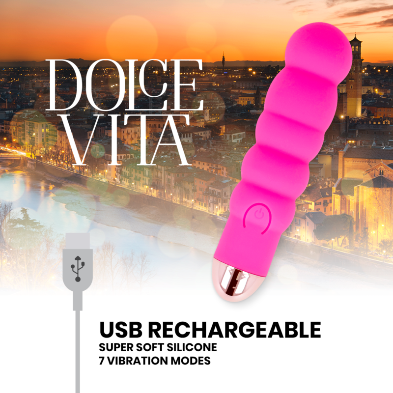 DOLCE VITA - SIX VIBRADOR RECARGABLE ROSA 7 VELOCIDADES