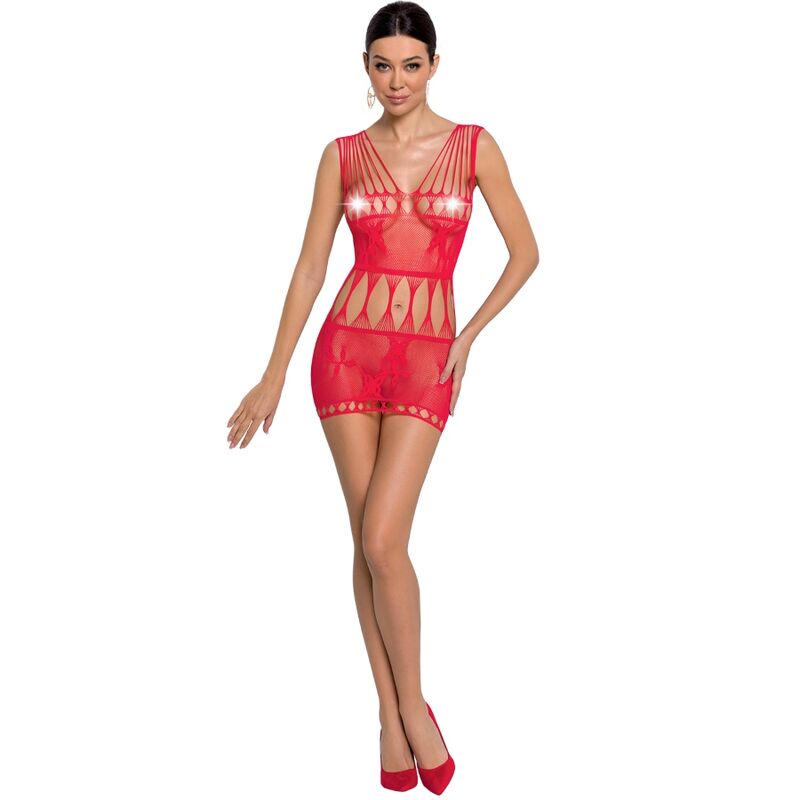 PASSION - MUJER BS090 BODYSTOCKING ROJO TALLA ÚNICA