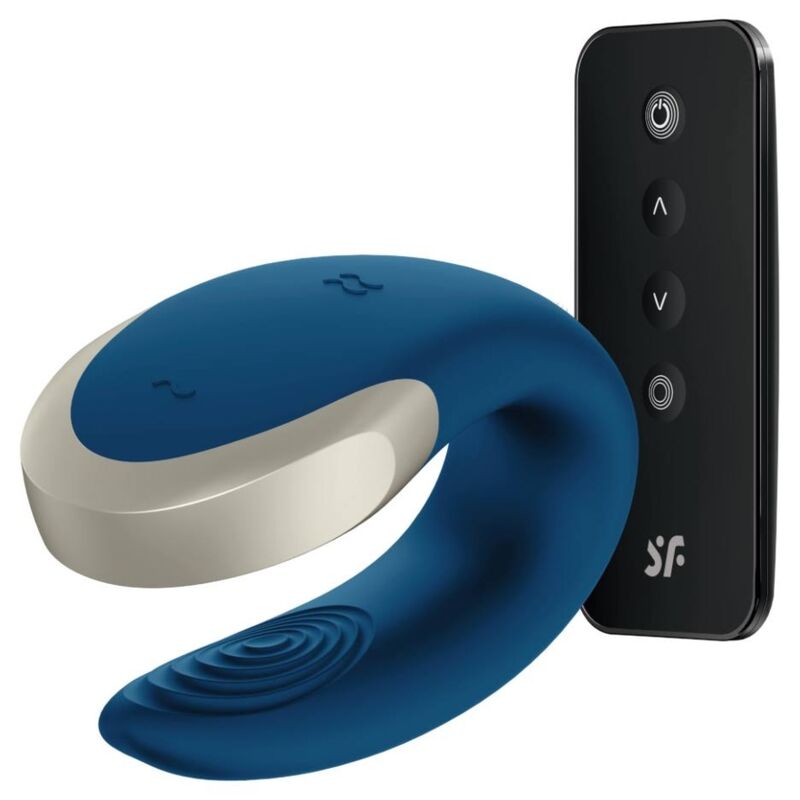 SATISFYER - DOUBLE LOVE LUXURY PARTNER BLUE VIBRATOR