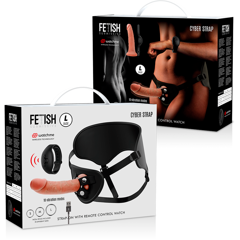 FETISH SUBMISSIVE CYBER STRAP - HARNAIS AVEC TÉLÉCOMMANDE DILDO WATCHME L TECHNOLOGIE