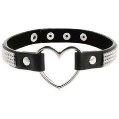 COQUETTE CHIC DESIRE - VEGAN LEATHER CHOKER WITH HEART