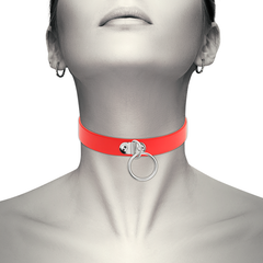 COQUETTE CHIC DESIRE - RED VEGAN LEATHER NECKLACE FOR WOMEN FETISH ACCESSORY