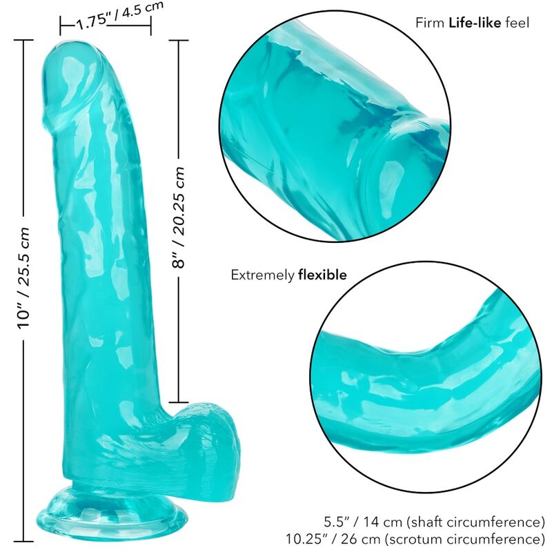 CALEXOTICS - DILDO AZUL TAMAÑO QUEEN 20.3 CM