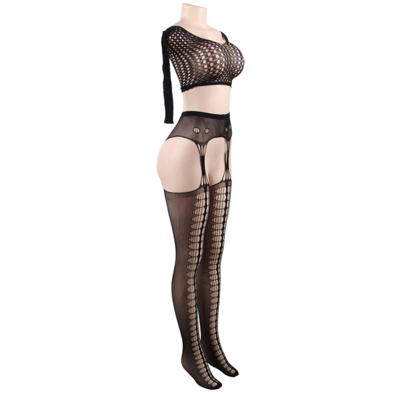 QUEEN LINGERIE - BODYSTOCKING LONG SLEEVE TOP S/L