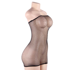 QUEEN LINGERIE - VESTIDO BODY DE MALLA CON DIAMANTES S/L