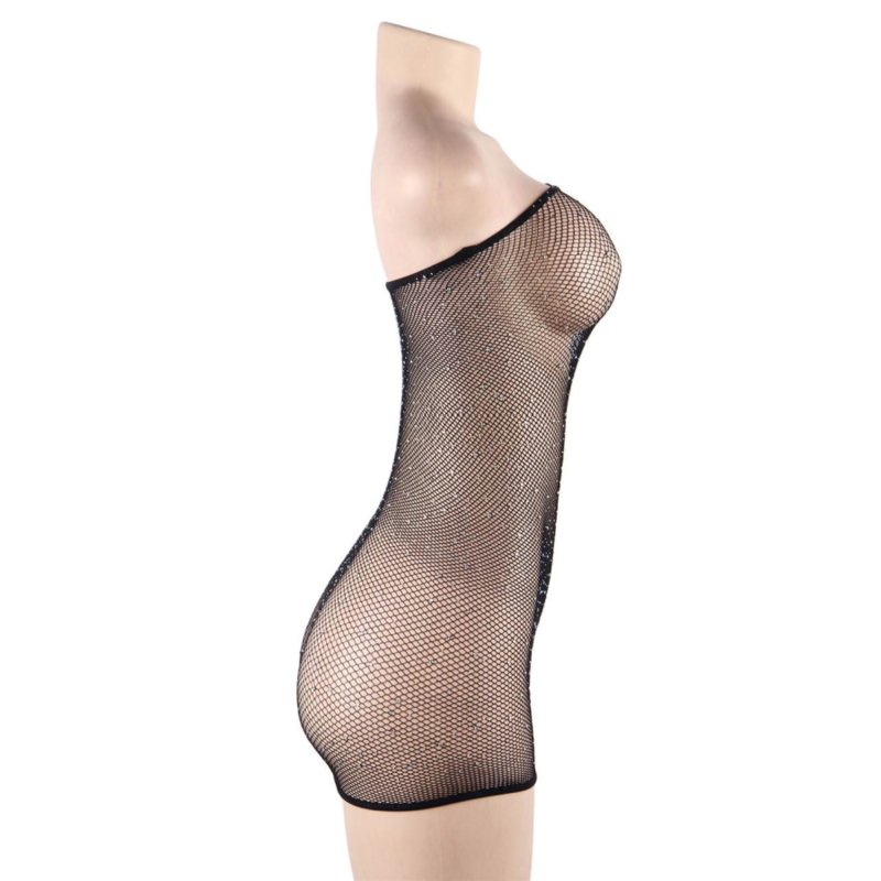 QUEEN LINGERIE - VESTIDO BODY DE MALLA CON DIAMANTES S/L
