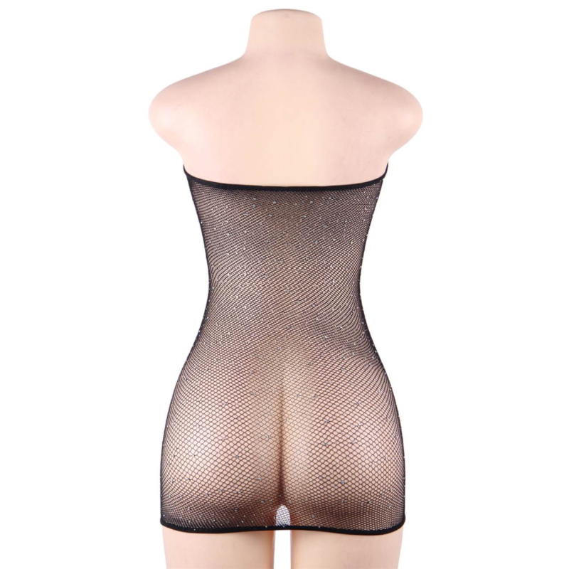 QUEEN LINGERIE - VESTIDO BODY DE MALLA CON DIAMANTES S/L