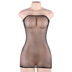 QUEEN LINGERIE - VESTIDO BODY DE MALLA CON DIAMANTES S/L