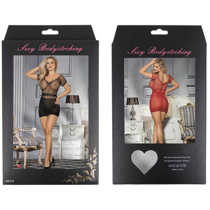 QUEEN LINGERIE - VESTIDO BODY RED MANGA CORTA S/L