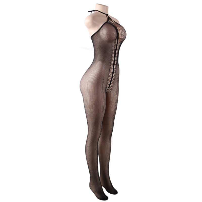 QUEEN LINGERIE - BODYSTOCKING HALTER COU S/L