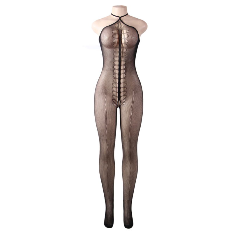 QUEEN LINGERIE - BODYSTOCKING HALTER COU S/L