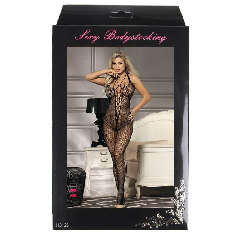 QUEEN LINGERIE - BODYSTOCKING DOS OUVERT ET COL DOS OUVERT S/L