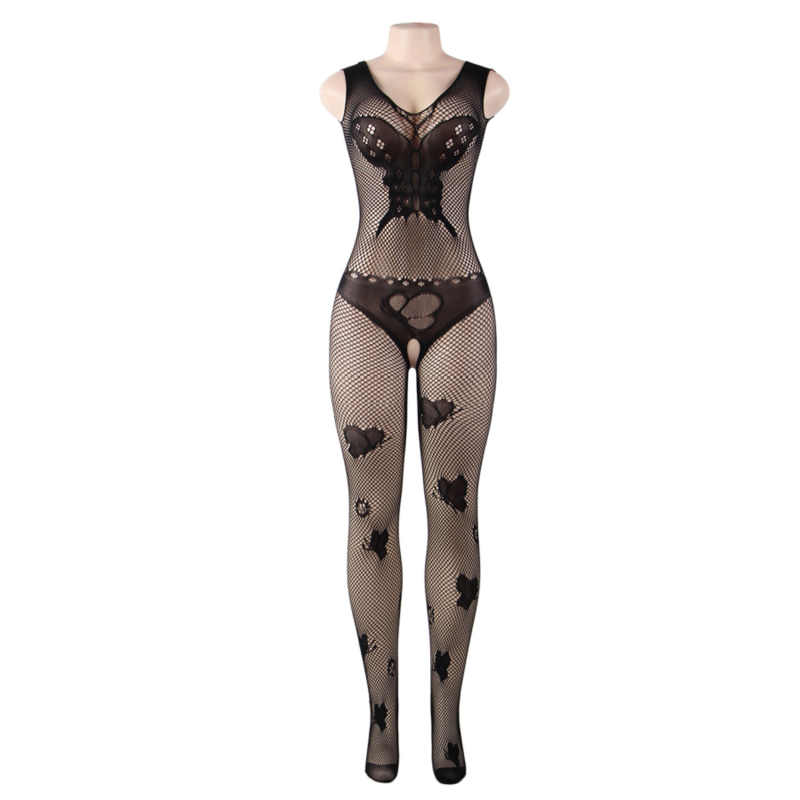 QUEEN LINGERIE - BODYSTOCKING MARIPOSA BORDADA S/L