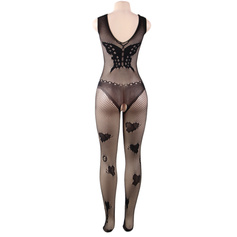 QUEEN LINGERIE - BODYSTOCKING MARIPOSA BORDADA S/L