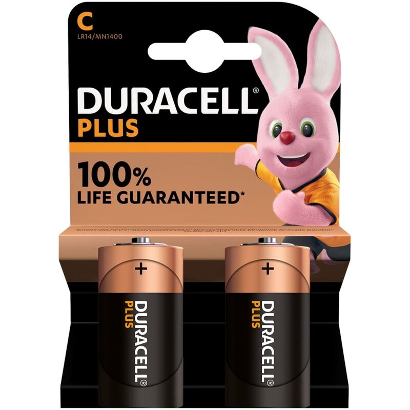 DURACELL - BATTERY PLUS POWER ALKALINE C LR14 2 UNITS