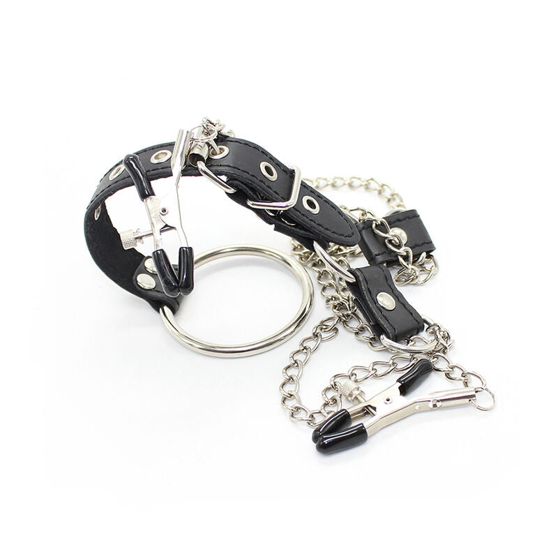 OHMAMA FETISH - NIPPLE CLAMPS WITH CHAINS AND COCK RING