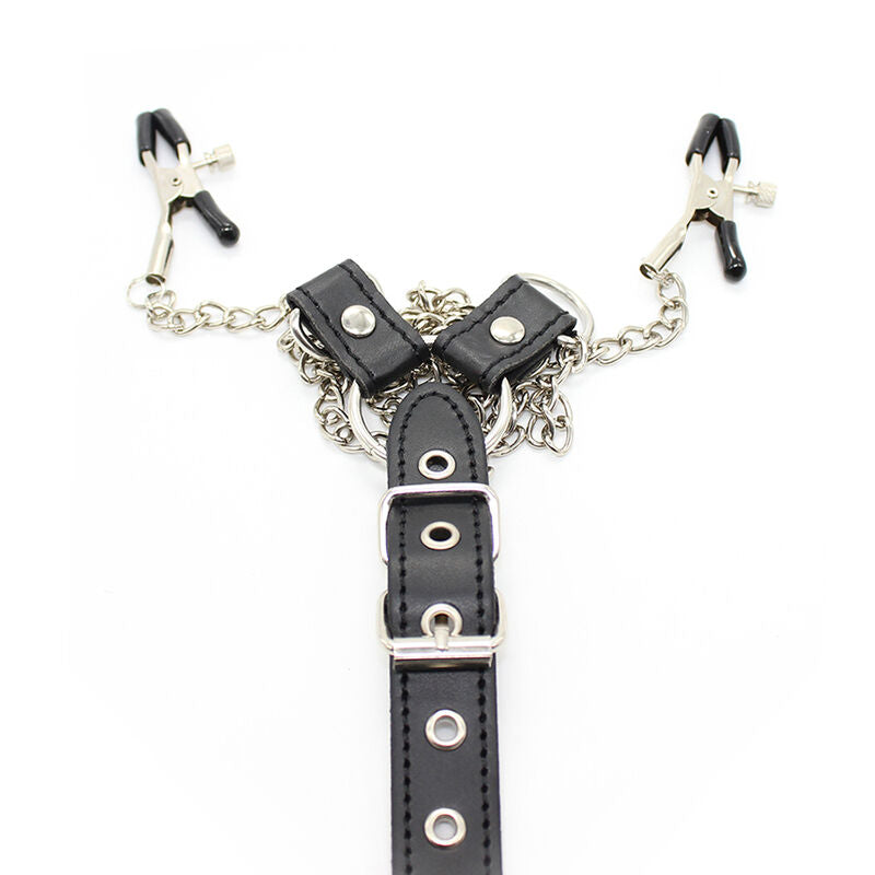 OHMAMA FETISH - NIPPLE CLAMPS WITH CHAINS AND COCK RING