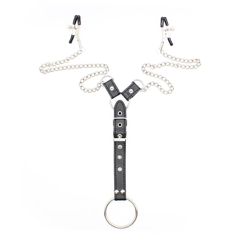 OHMAMA FETISH - NIPPLE CLAMPS WITH CHAINS AND COCK RING