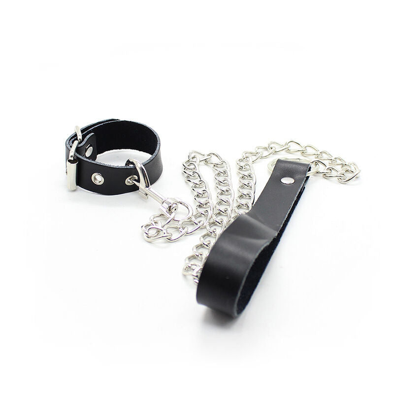 OHMAMA FETISH - PENIS NECKLACE AND LEATHER BRACELET WITH METAL CHAIN