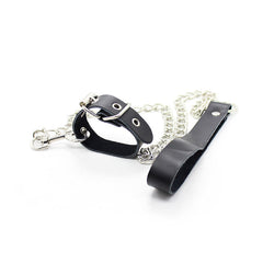 OHMAMA FETISH - PENIS NECKLACE AND LEATHER BRACELET WITH METAL CHAIN