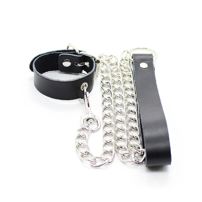 OHMAMA FETISH - PENIS NECKLACE AND LEATHER BRACELET WITH METAL CHAIN