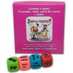 DIABLO PICANTE - JUEGO DE 4 DADOS DE PRONOMBRE, VERBO, PARTE DEL CUERPO Y UBICACIÓN