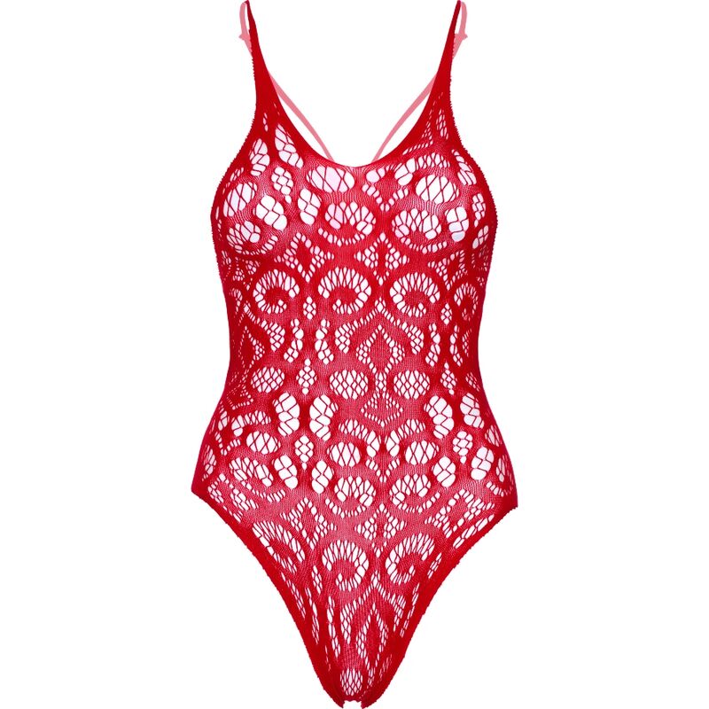 LEG AVENUE - PELUCHE DE ENCAJE SIN COSTURAS - ROJO