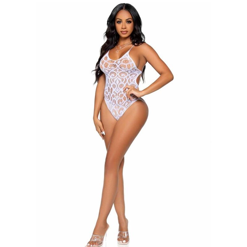 LEG AVENUE - SEAMLESS LACE TEDDY - WHITE