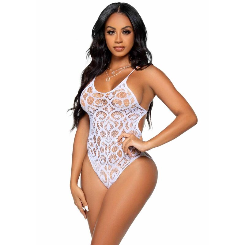 LEG AVENUE - SEAMLESS LACE TEDDY - WHITE