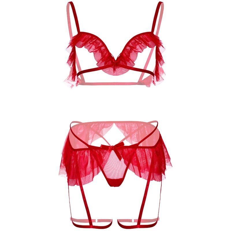 LEG AVENUE - THREE PIECE SET BRA, G-STRING AND GARTER