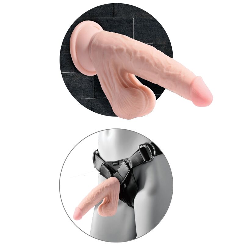 KING COCK - 3D PLUS DILDO BALLS 24.5 CM LIGHT SKIN