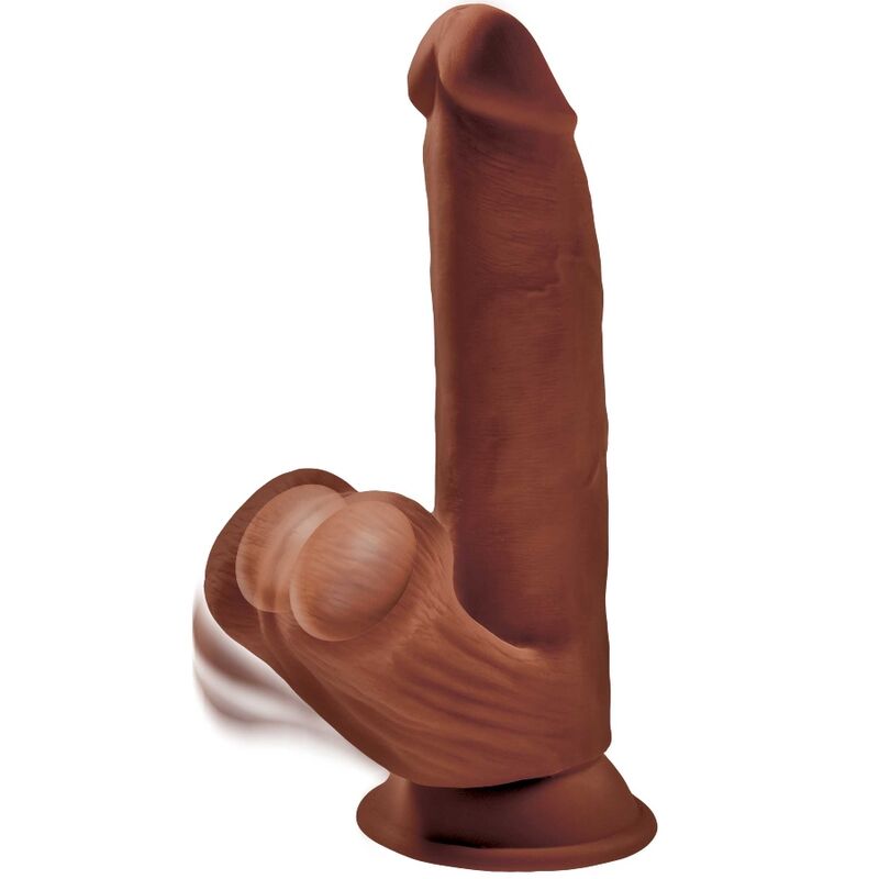 KING COCK - 3D PLUS DILDO BALLS 24.5 CM BROWN