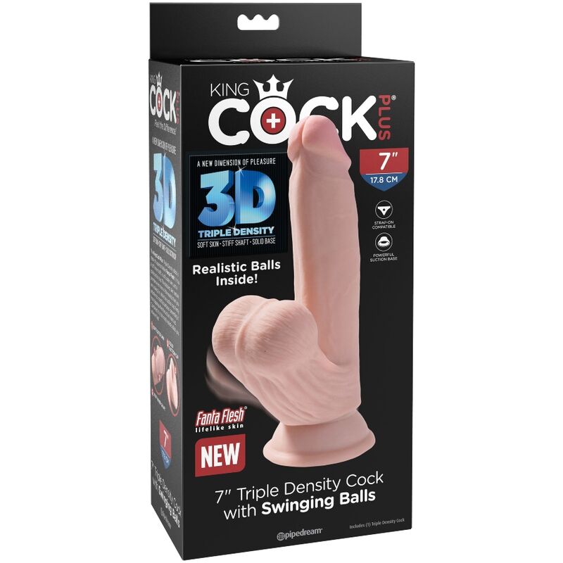 KING COCK - BOLAS DILDO 3D PLUS 15,2 CM PIEL CLARO