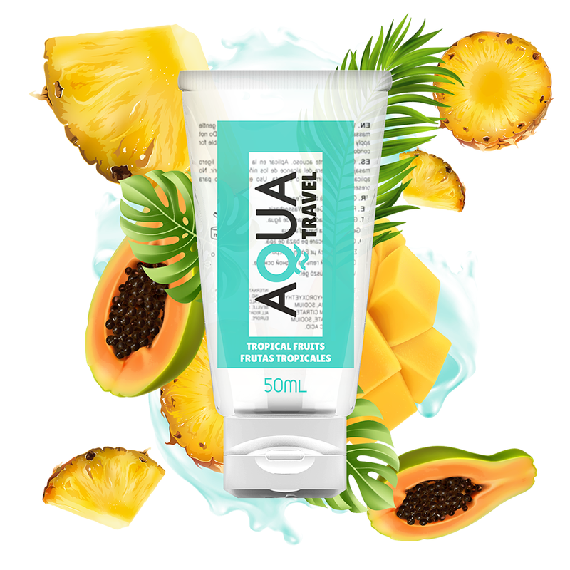 AQUA TRAVEL - LUBRICANTE A BASE DE AGUA SABOR A FRUTAS TROPICALES - 50 ML