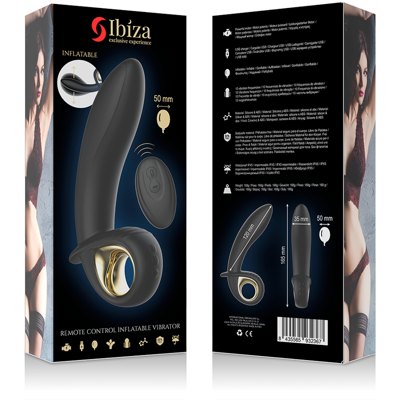 IBIZA - VIBRATEUR ANAL/VAGINAL GONFLABLE PUISSANT TÉLÉCOMMANDE