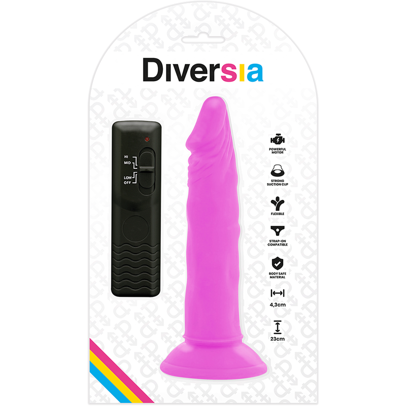 DIVERSIA - DILDO VIBRANT FLEXIBLE VIOLET 23 CM -O- 4.3 CM