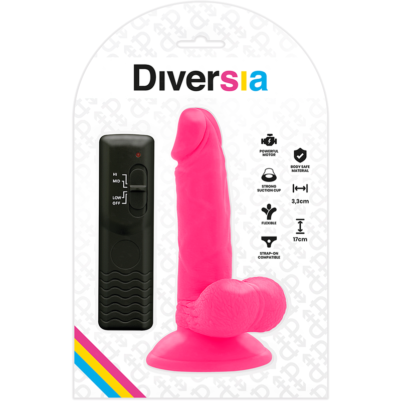 DIVERSIA - PINK FLEXIBLE VIBRANT DILDO 17 CM -O- 3.3 CM