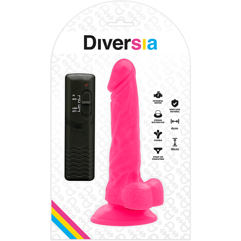 DIVERSIA - PINK FLEXIBLE VIBRANT DILDO 18 CM -O- 4 CM