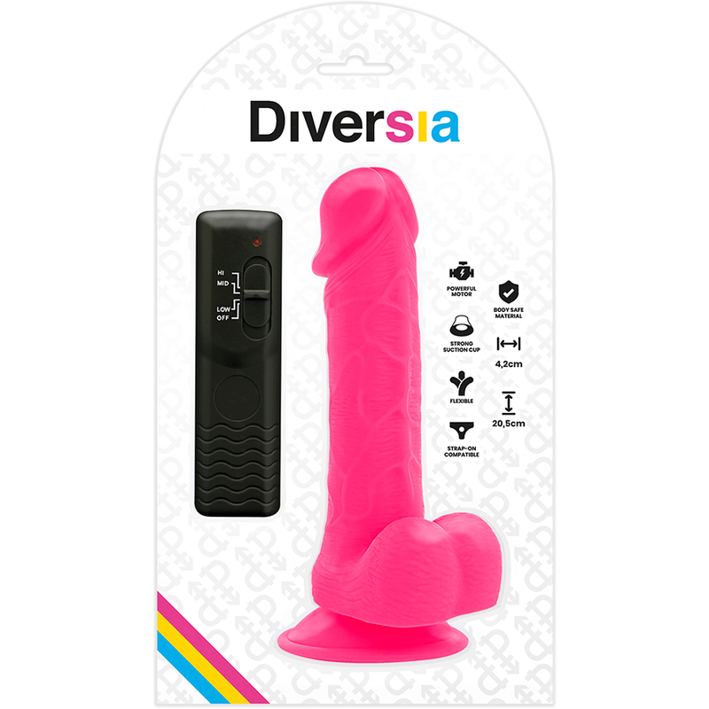 DIVERSIA - PINK FLEXIBLE VIBRANT DILDO 20.5 CM -O- 4.2 CM