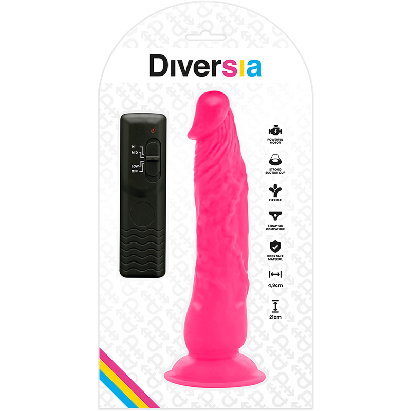 DIVERSIA - PINK FLEXIBLE VIBRANT DILDO 21 CM -O- 4.9 CM