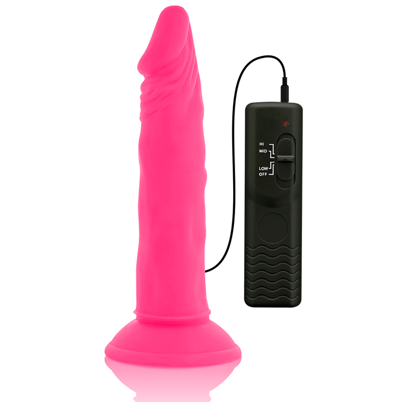 DIVERSIA - SOFT DILDO WITH VIBRATION PINK 23 CM -O- 4.3 CM