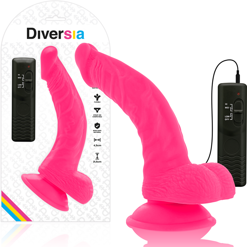 DIVERSIA - DILDO VIBRANT FLEXIBLE ROSE 21.5 CM -O- 4.5 CM