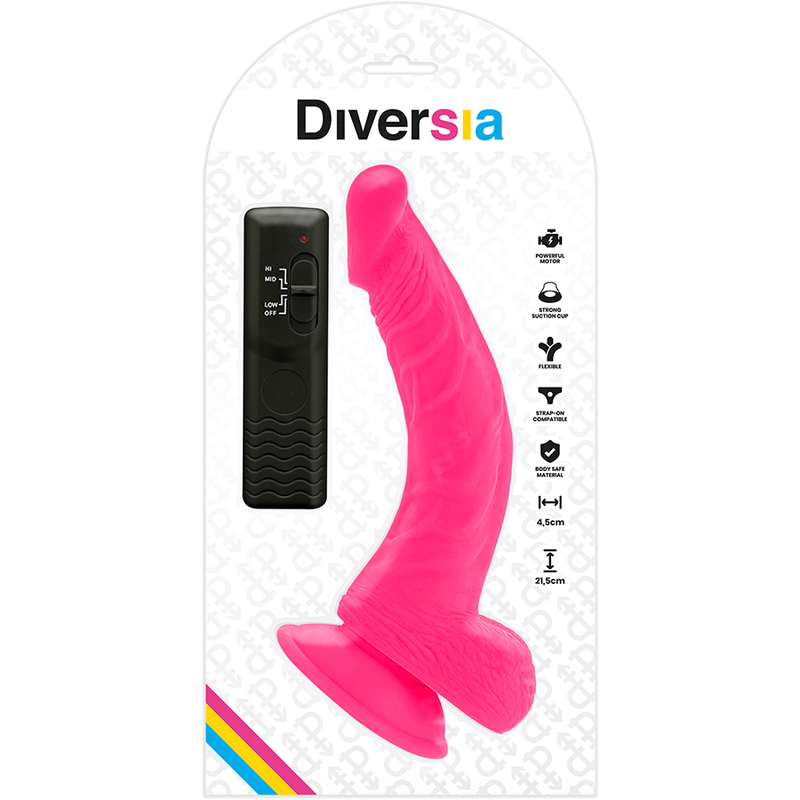 DIVERSIA - PINK FLEXIBLE VIBRANT DILDO 21.5 CM -O- 4.5 CM