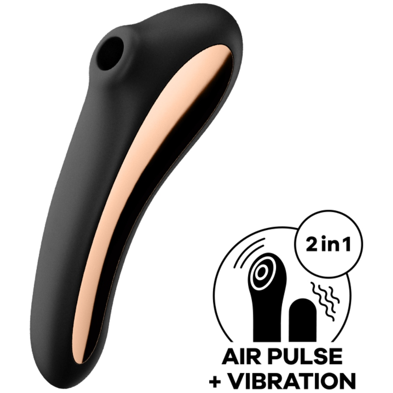 SATISFYER - VIBRADOR DE PULSO DE AIRE DUAL KISS NEGRO