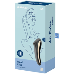 SATISFYER - VIBRADOR DE PULSO DE AIRE DUAL KISS NEGRO