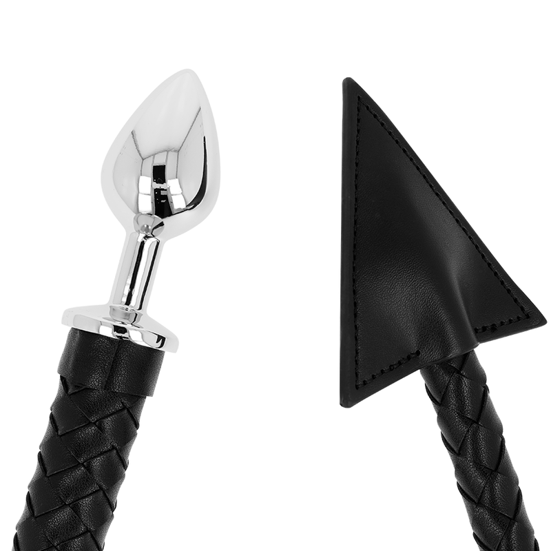 OHMAMA FETISH DEVIL''S TAIL LEATHER &amp; METAL ANAL PLUG 7 CM
